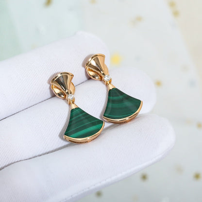 [kincade]DREAM MALACHITE PINK GOLD EARRINGS