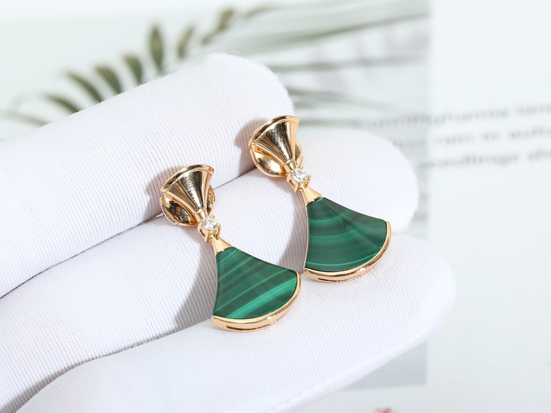 [kincade]DREAM MALACHITE PINK GOLD EARRINGS