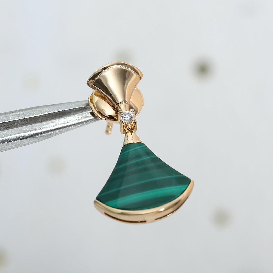 [kincade]DREAM MALACHITE PINK GOLD EARRINGS