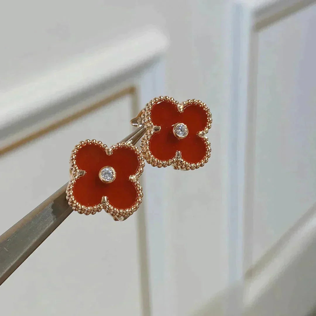 [kincade]CLOVER MEDIUM 1 MOTIFS CARNELIAN DIAMOND Ohrringe