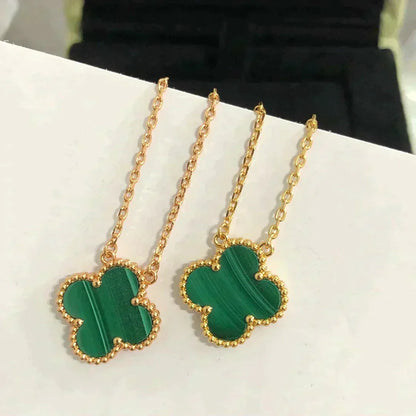 [kincade]CLOVER 15MM MALACHITE SINGLE FLOWER  NECKLACE