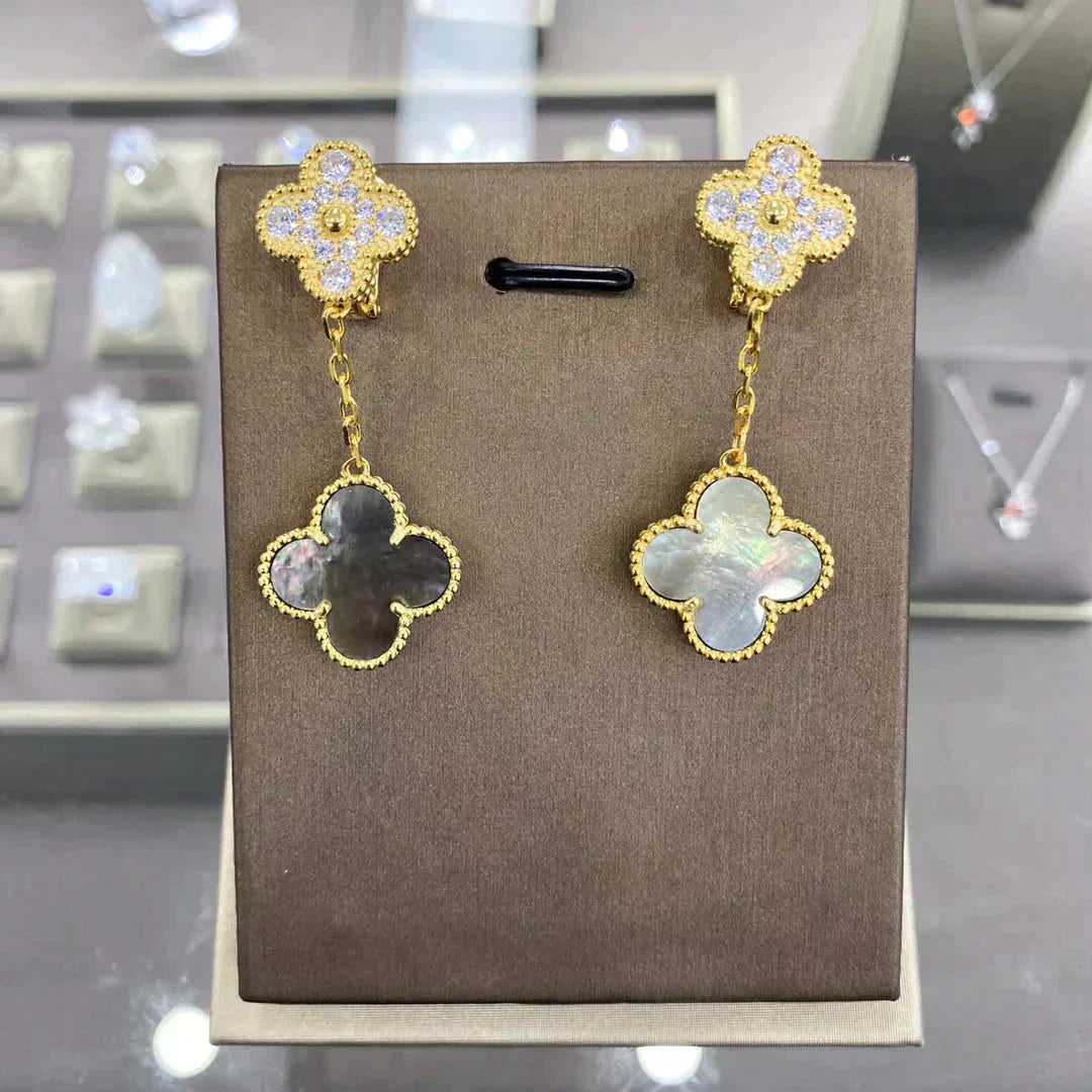 [kincade]CLOVER  2 MOTIFS  DIAMOND  EARRINGS (MULTIPLE CHOICESç´