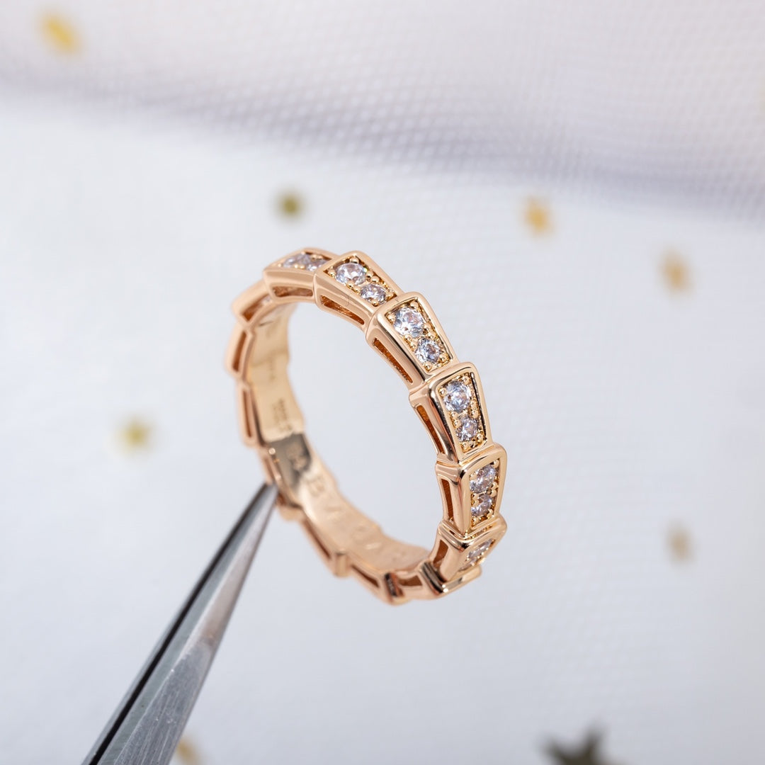 [kincade]SERPENTI RING PINK GOLD DIAMOND PAVED 3MM