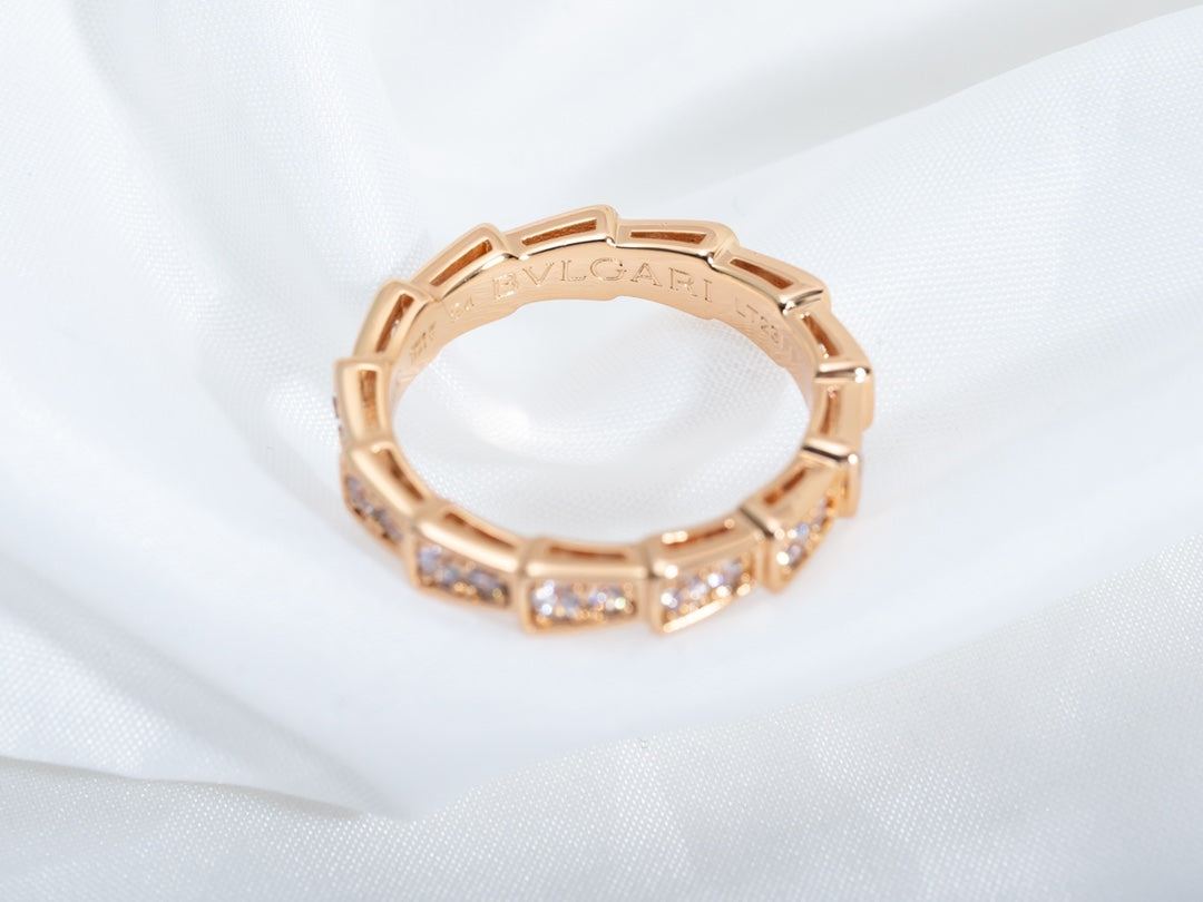 [kincade]SERPENTI RING PINK GOLD DIAMOND PAVED 3MM