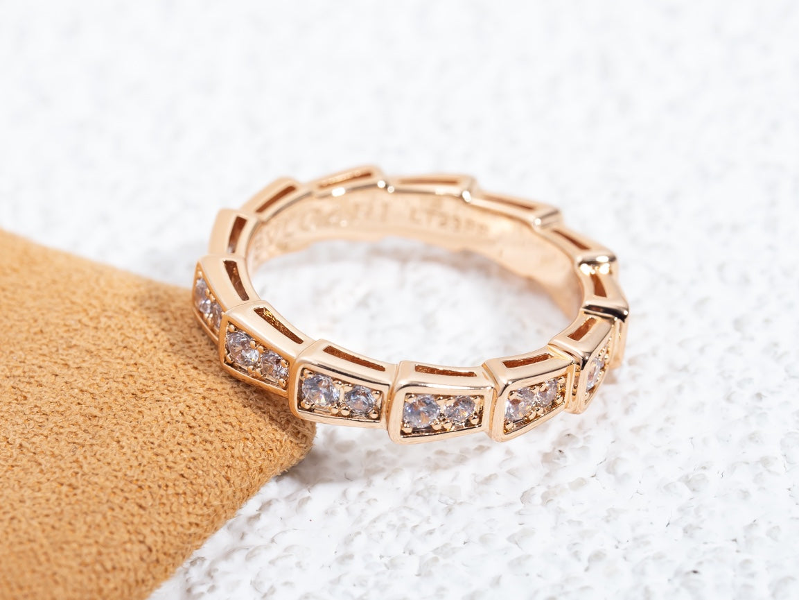 [kincade]SERPENTI RING PINK GOLD DIAMOND PAVED 3MM