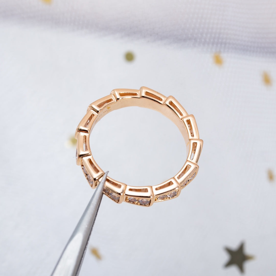 [kincade]SERPENTI RING PINK GOLD DIAMOND PAVED 3MM