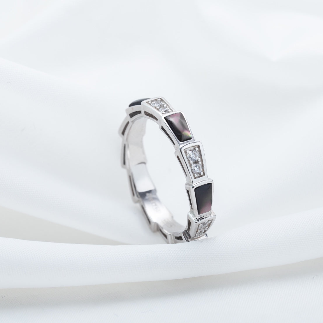 [kincade]SERPENTI RING SILVER  DIAMOND BLACK MOP 3MM