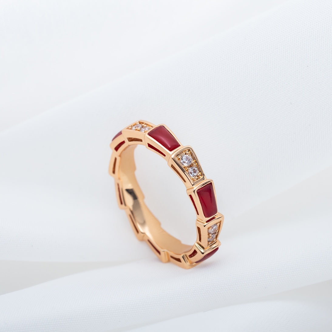 [kincade]SERPENTI RING PINK GOLD CARNELIAN DIAMOND 3MM