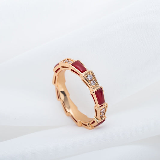 [kincade]SERPENTI RING ROTGOLD KARNEOL DIAMANT 3MM