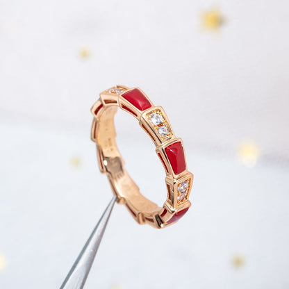 [kincade]SERPENTI RING PINK GOLD CARNELIAN DIAMOND 3MM