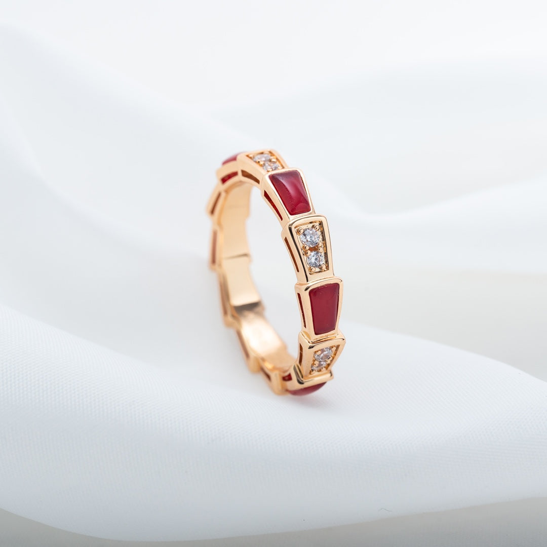 [kincade]SERPENTI RING PINK GOLD CARNELIAN DIAMOND 3MM