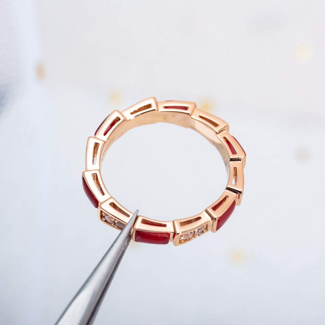 [kincade]SERPENTI RING PINK GOLD CARNELIAN DIAMOND 3MM