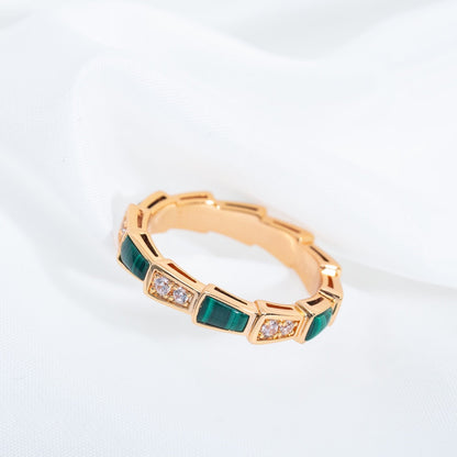 [kincade]SERPENTI RING PINK GOLD MALACHITE DIAMOND 3MM