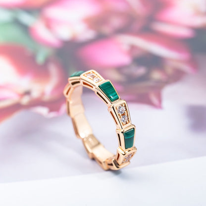 [kincade]SERPENTI RING PINK GOLD MALACHITE DIAMOND 3MM