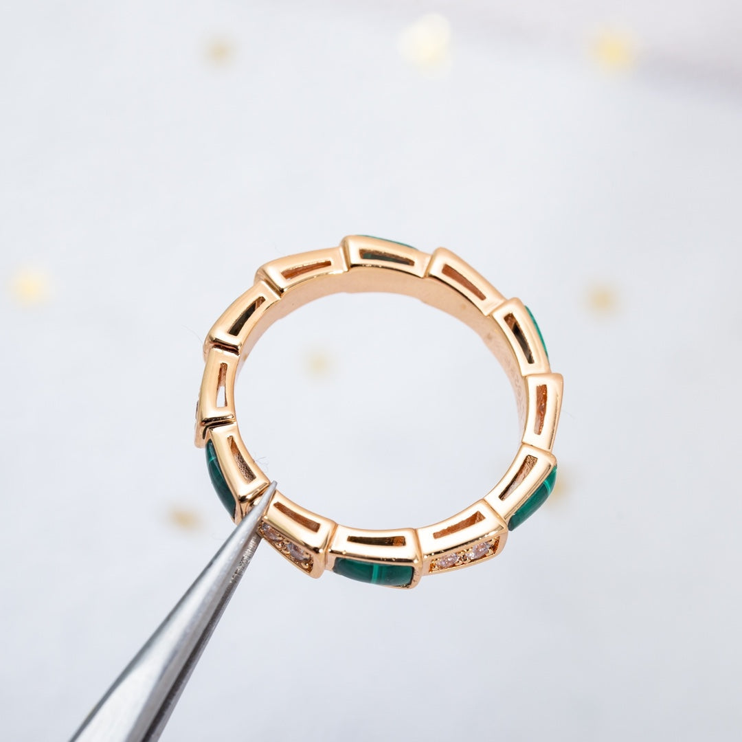 [kincade]SERPENTI RING PINK GOLD MALACHITE DIAMOND 3MM