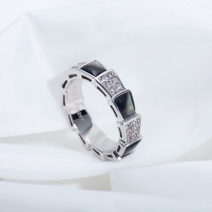 [kincade]SERPENTI RING SILBER DIAMANT SCHWARZ MOP 4MM