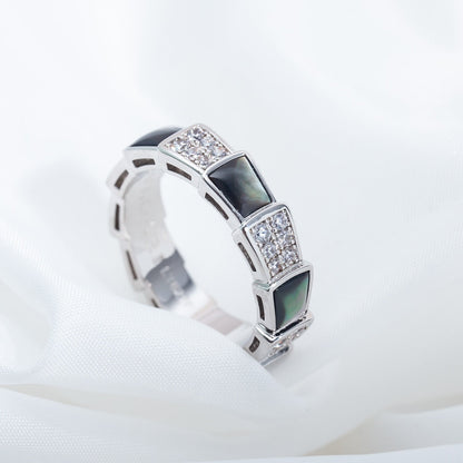 [kincade]SERPENTI RING SILBER DIAMANT SCHWARZ MOP 4MM