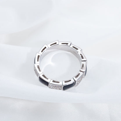 [kincade]SERPENTI RING SILBER DIAMANT SCHWARZ MOP 4MM