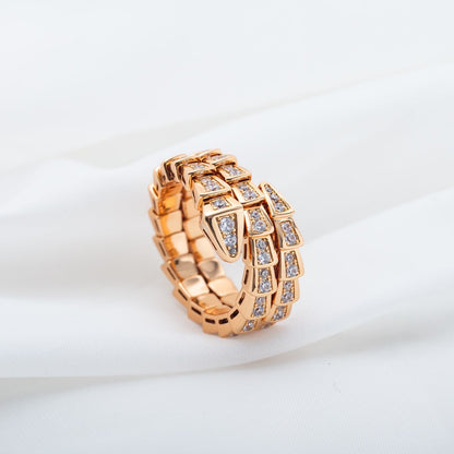 [kincade]SERPENTI RING PINK GOLD DIAMOND DOUBLE ROW