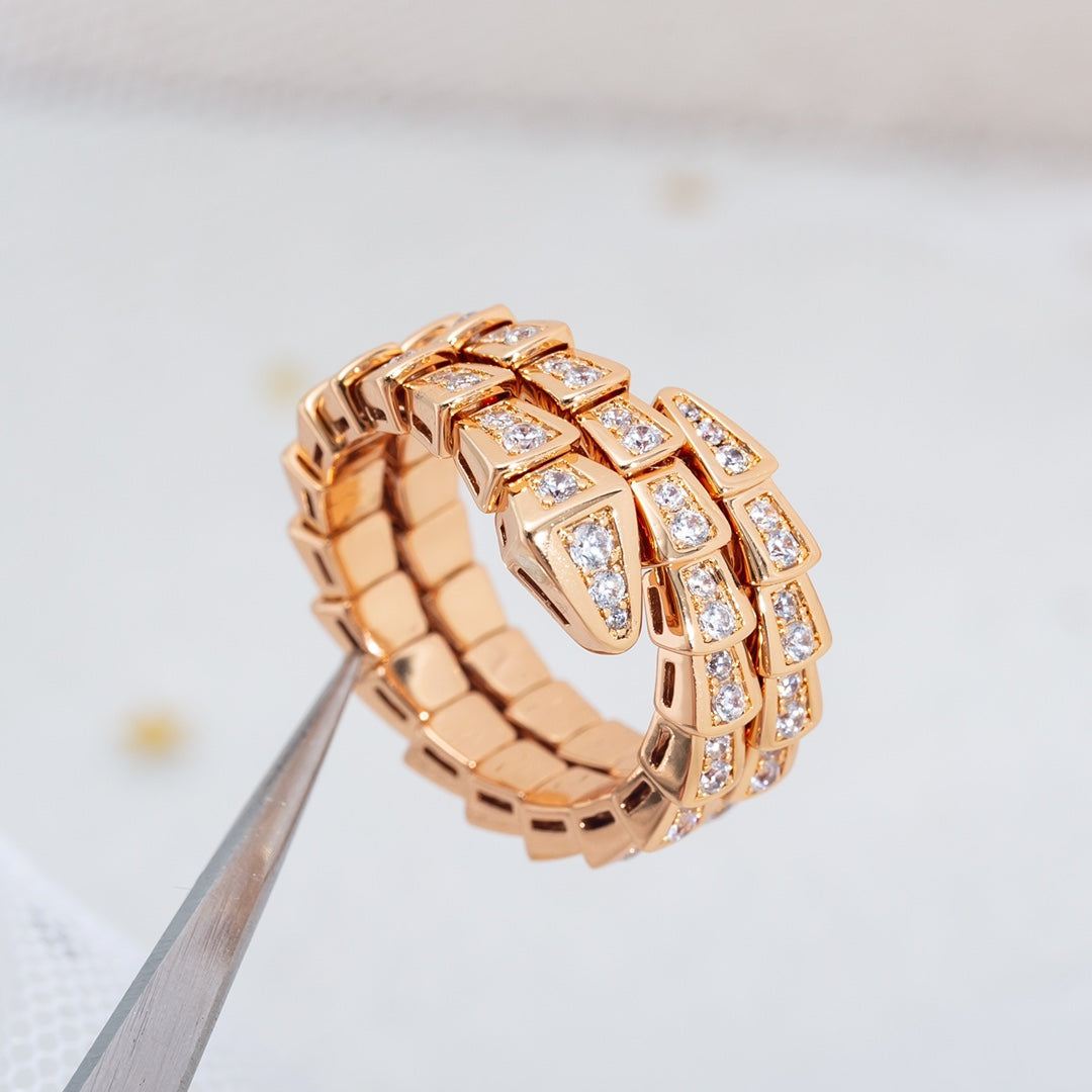 [kincade]SERPENTI RING PINK GOLD DIAMOND DOUBLE ROW