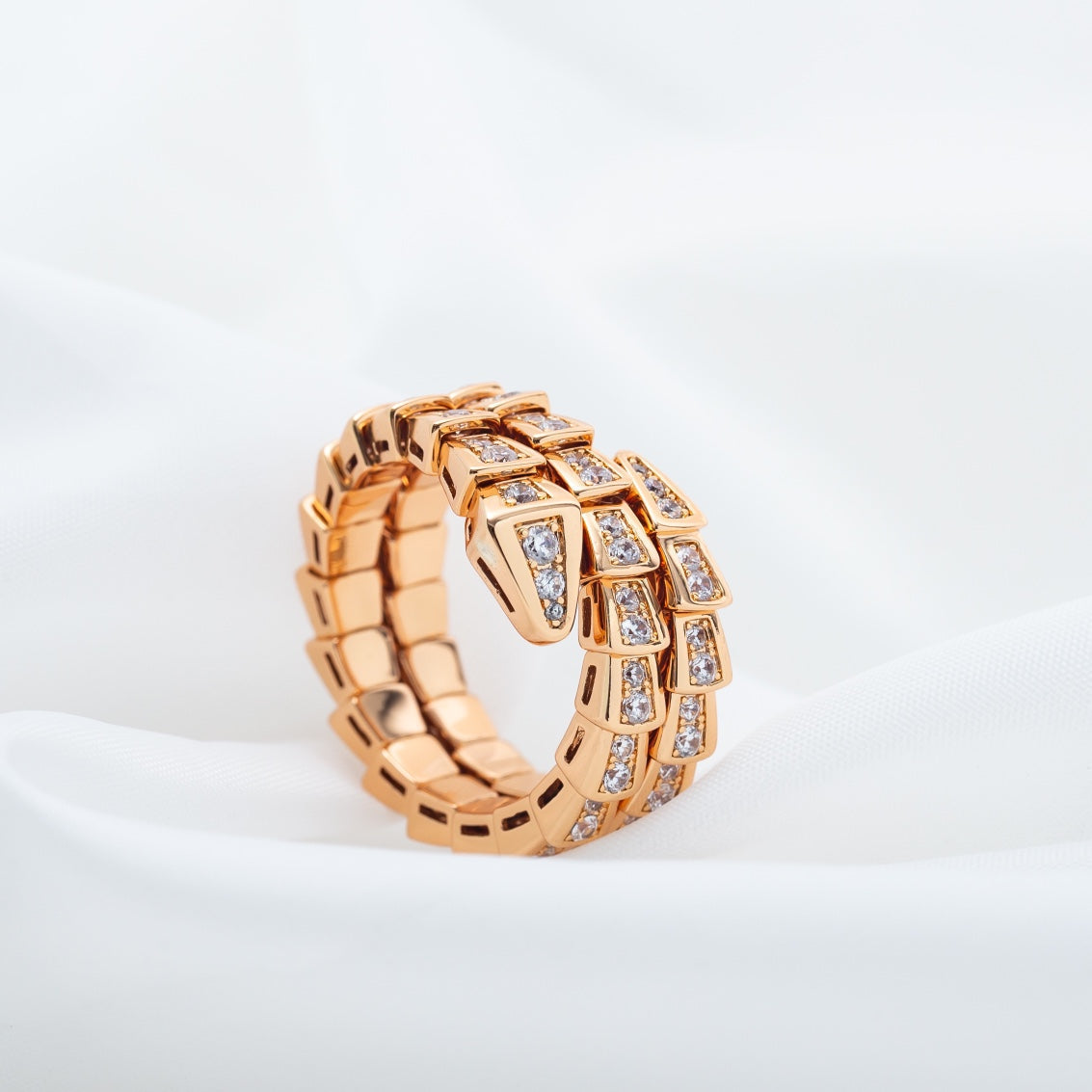 [kincade]SERPENTI RING PINK GOLD DIAMOND DOUBLE ROW