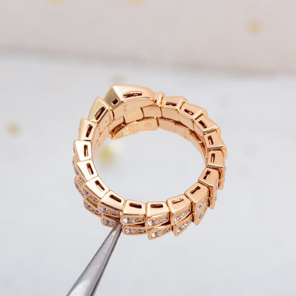 [kincade]SERPENTI RING PINK GOLD DIAMOND DOUBLE ROW