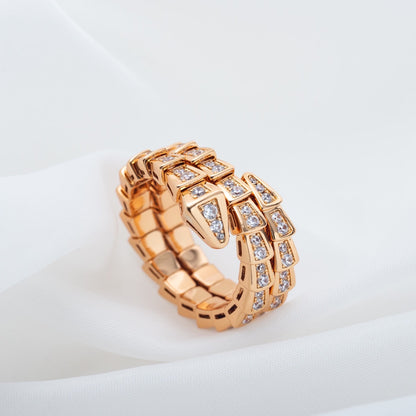 [kincade]SERPENTI RING PINK GOLD DIAMOND DOUBLE ROW