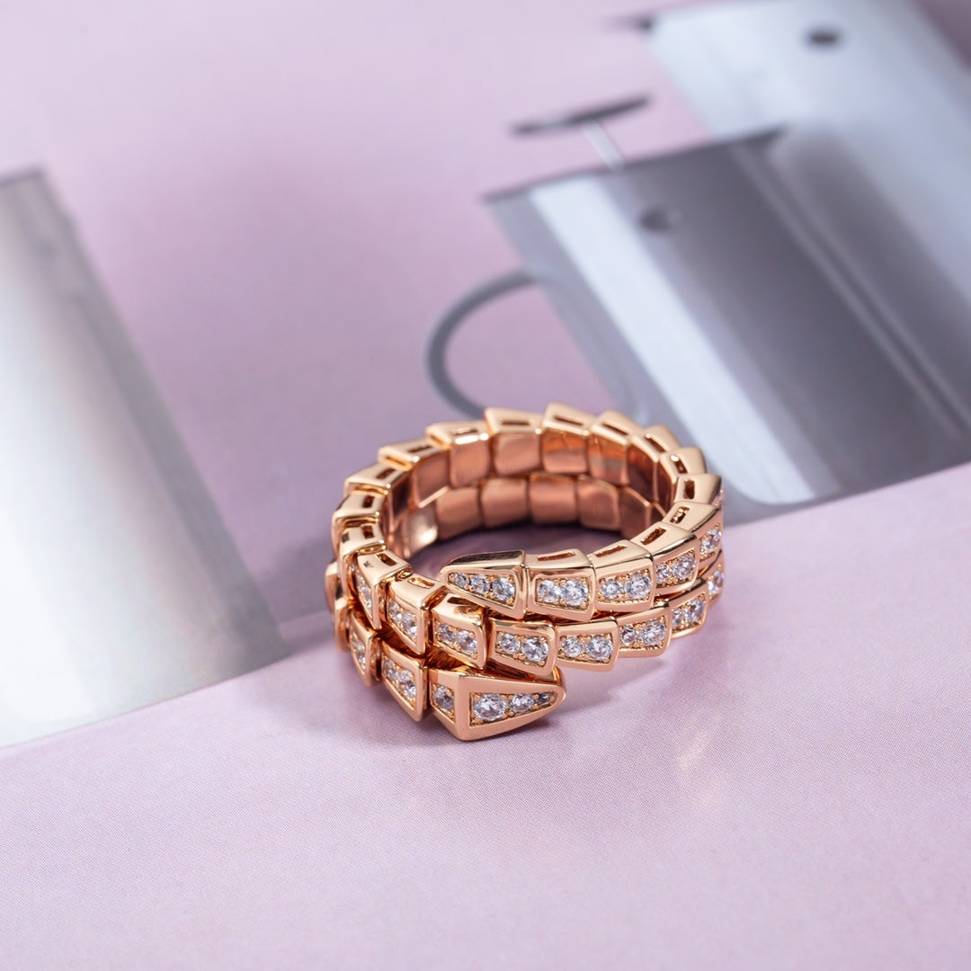 [kincade]SERPENTI RING PINK GOLD DIAMOND DOUBLE ROW