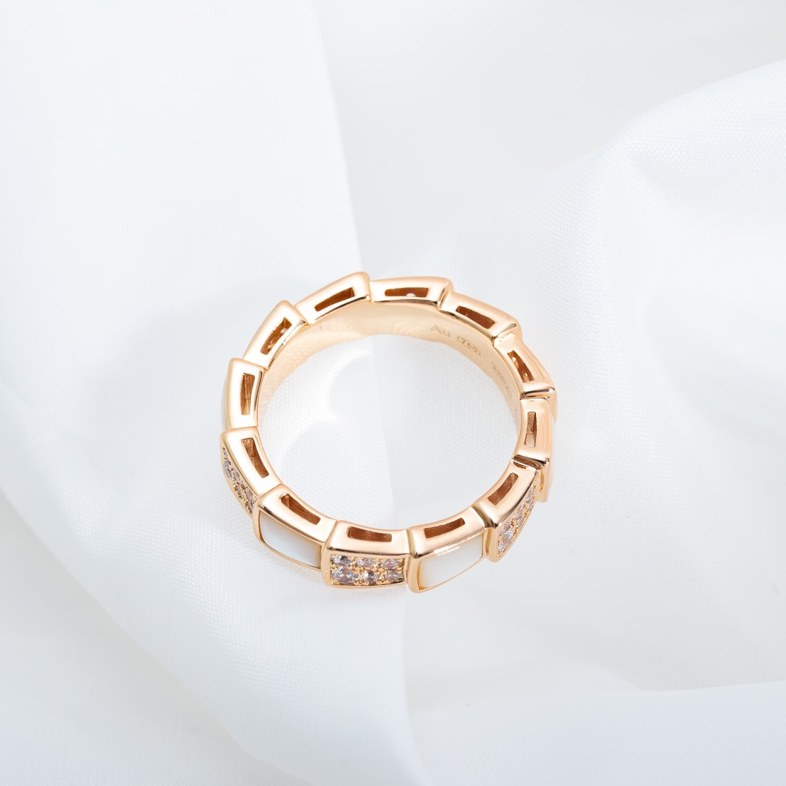 [kincade]SERPENTI RING PINK GOLD MOP DIAMOND PAVED 4MM