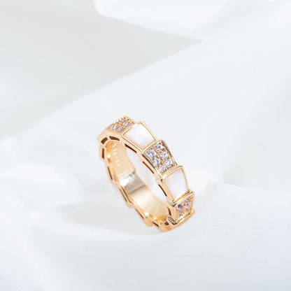 [kincade]SERPENTI RING PINK GOLD MOP DIAMOND PAVED 4MM