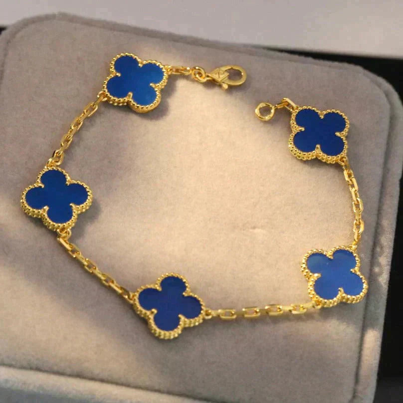 [kincade]CLOVER 5 MOTIFS BLUE AGATE BRACELET