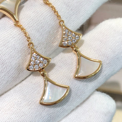 [kincade]DREAM EARRINGS 3 MOTIFS DIAMOND MOP PINK GOLD