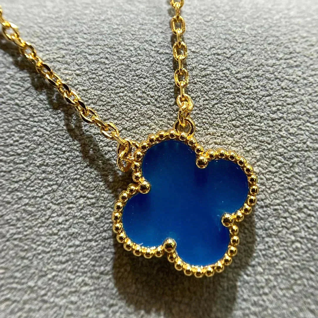 [kincade]CLOVER 15MM BLUE AGATE NECKLACE