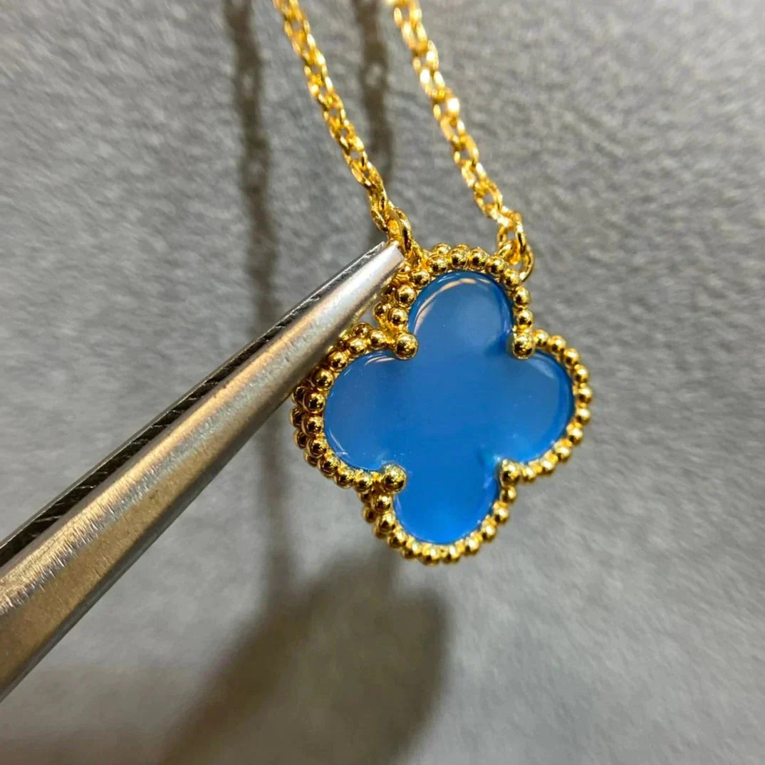 [kincade]CLOVER 15MM BLUE AGATE NECKLACE