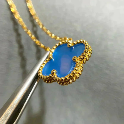 [kincade]CLOVER 15MM BLUE AGATE NECKLACE