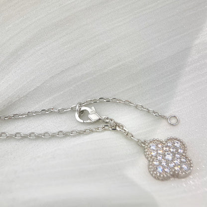 [kincade]CLOVER 5 MOTIFS SILVER DIAMONDS NECKLACE