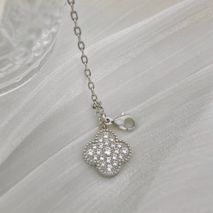 [kincade]CLOVER 5 MOTIFS SILVER DIAMONDS NECKLACE