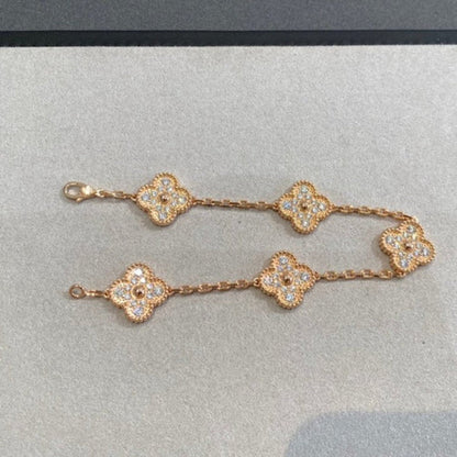 [kincade]CLOVER 5 MOTIFS  FULL DIAMOND BRACELET