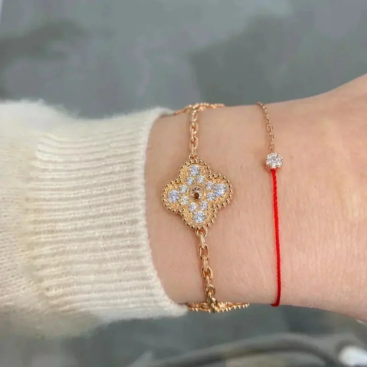 [kincade]CLOVER 5 MOTIFS  FULL DIAMOND BRACELET