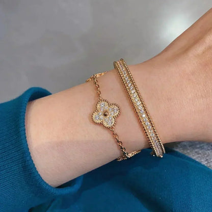 [kincade]CLOVER 5 MOTIFS  FULL DIAMOND BRACELET