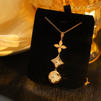 [kincade]STAR AND SUN DIAMOND PINK GOLD NECKLACE