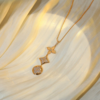 [kincade]STAR AND SUN DIAMOND PINK GOLD NECKLACE