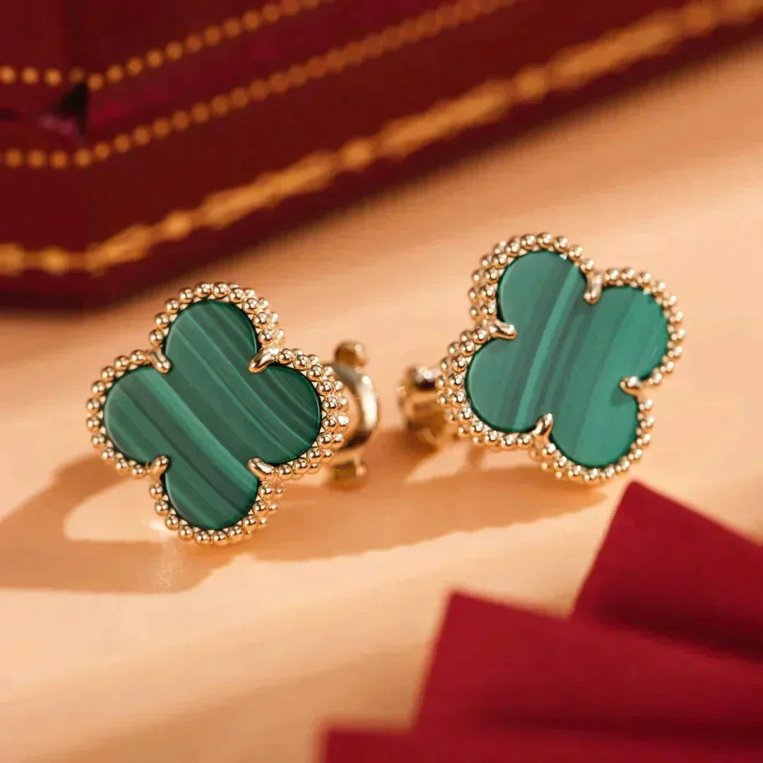 [kincade]CLOVER MEDIUM 1 MOTIFS MALACHITE  EARRINGS