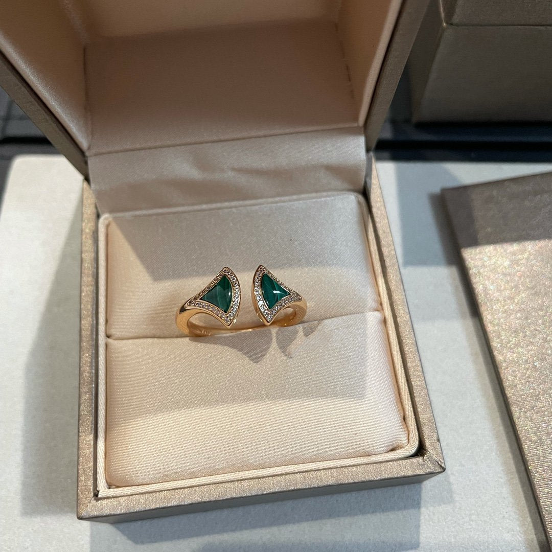 [kincade]DREAM MALACHITE DIAMOND OPEN RING