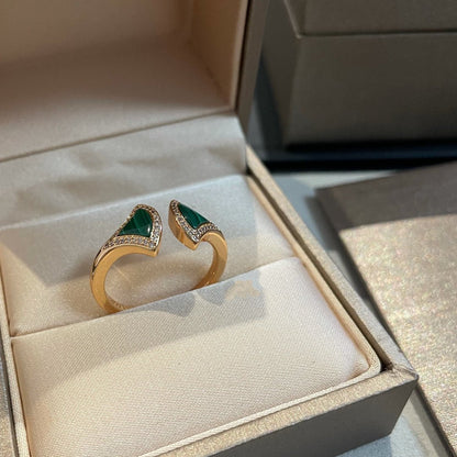 [kincade]DREAM MALACHITE DIAMOND OPEN RING