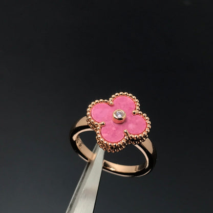 [kincade]CLOVER RHODONITE ROSE GOLD RING