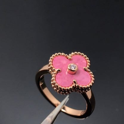 [kincade]CLOVER RHODONITE ROSE GOLD RING