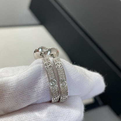 [kincade]LOVE DIAMOND SILVER HOOP EARRINGS