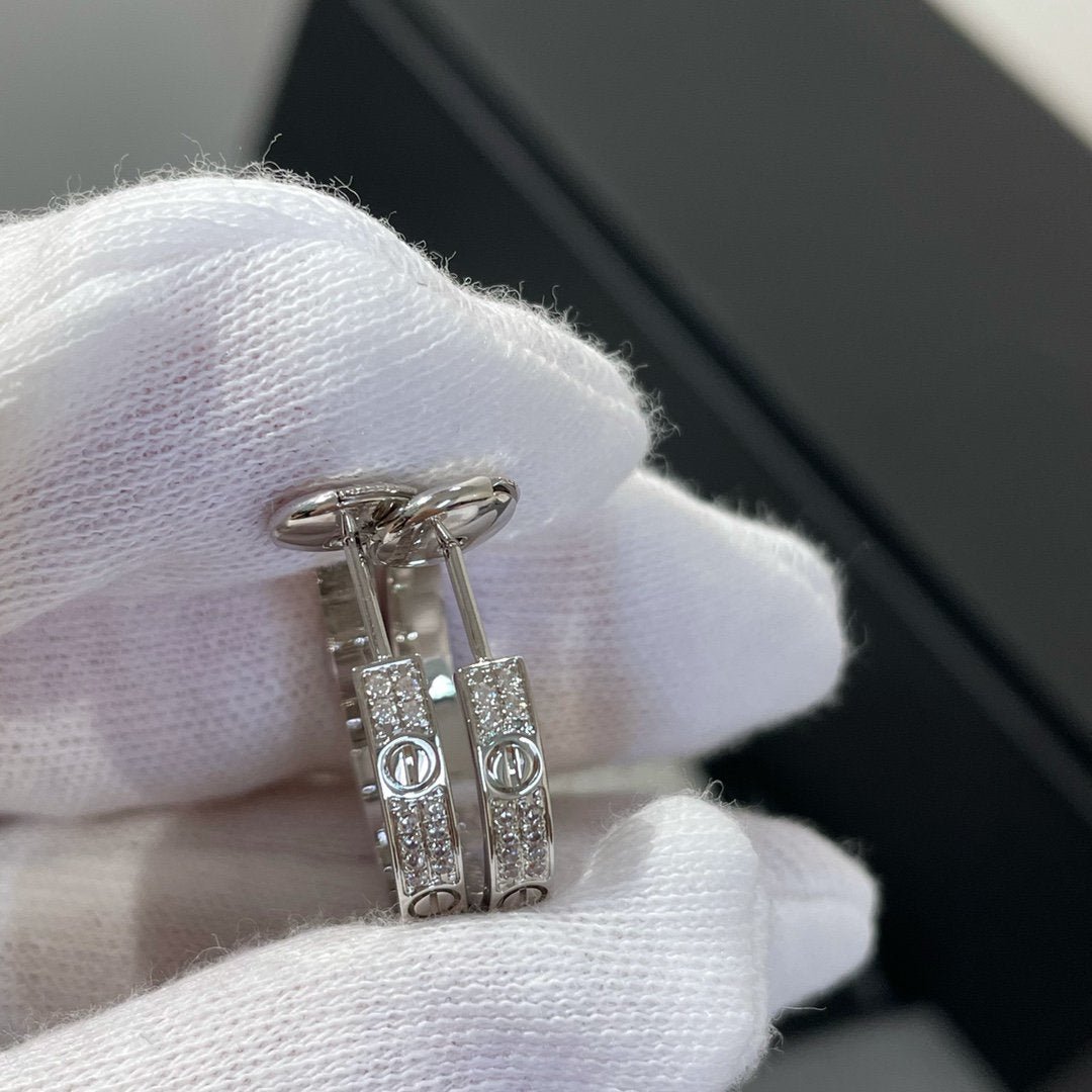 [kincade]LOVE DIAMOND SILVER HOOP EARRINGS