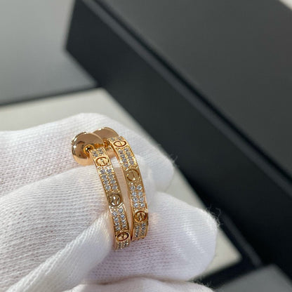 [kincade]LOVE DIAMOND PINK GOLD HOOP EARRINGS